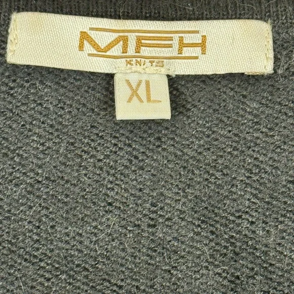 MFH Knits Women’s XL Alpaca Wool Blend Black Ruffle Hem Sweater - Picture 2 of 7